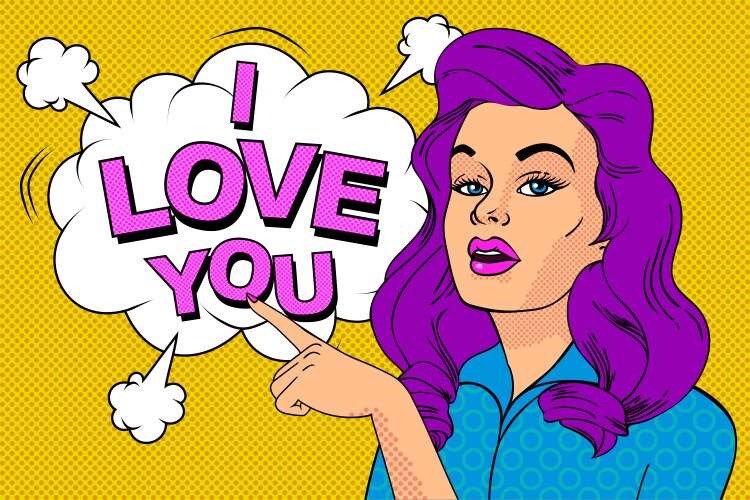 pop art sexy woman and empty speech bubble vector image