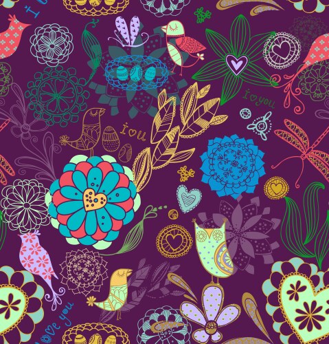 Seamless floral pattern colorful wallpaper Vector Image