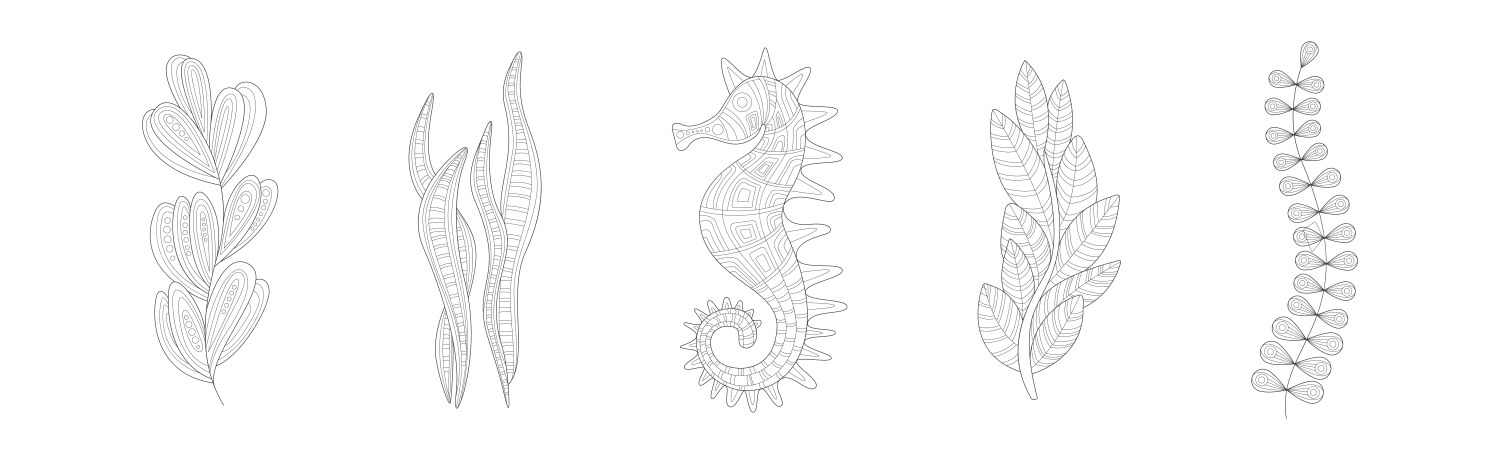 Underwater nature entangle coloring book object Vector Image