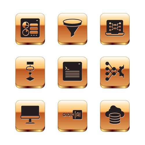 Set computer api interface monitor binary code vector image