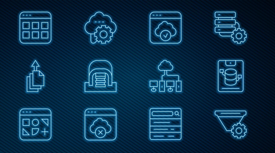 Set line filter setting server data web hosting vector image