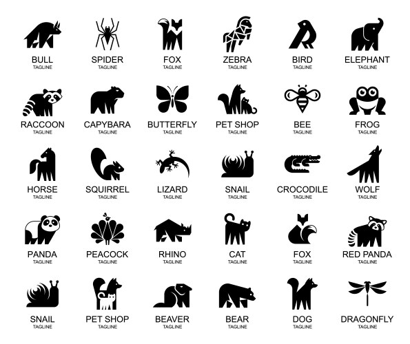 Animals logos collection Royalty Free Vector Image