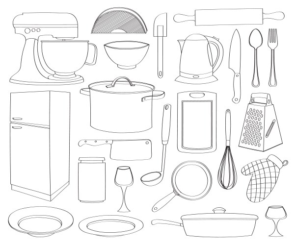 doodle kitchen vector