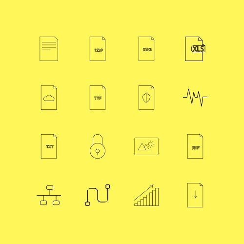 Files and folders linear icon set simple outline vector image