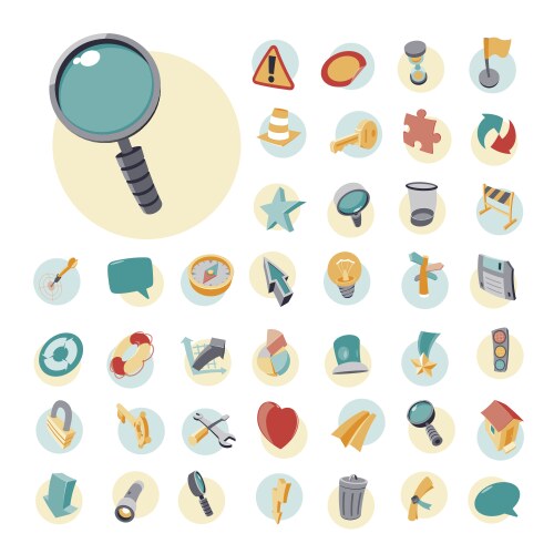 icons vintage set flat user interface vector