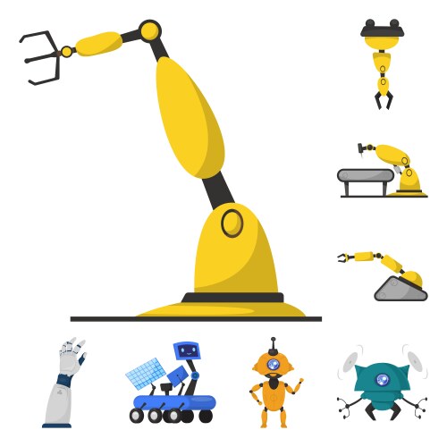 Isolated object of robot and factory logo set vector image