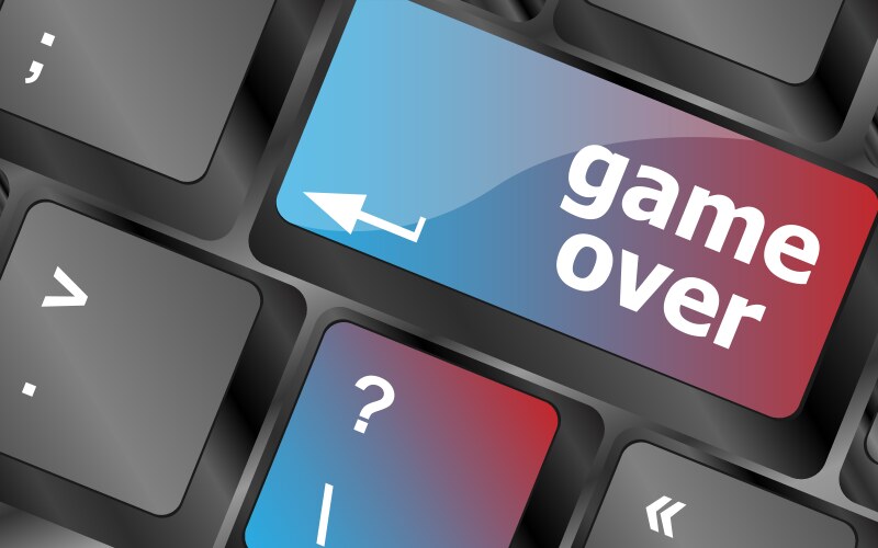 Computer keyboard with game over key - technology vector image