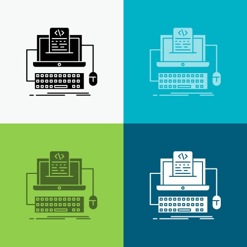 Code coding computer monoblock screen icon over vector image