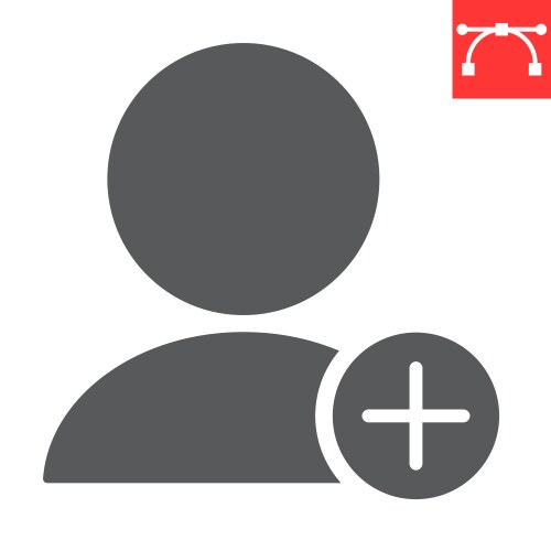 Add new user glyph icon ui and button account vector image