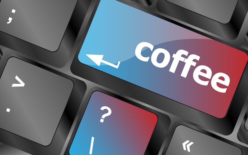 Computer keyboard keys with coffee break button vector image