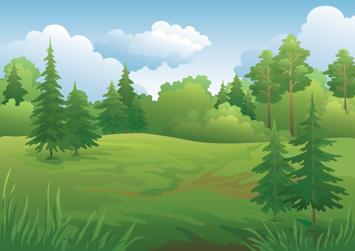 Landscape summer forest vector image