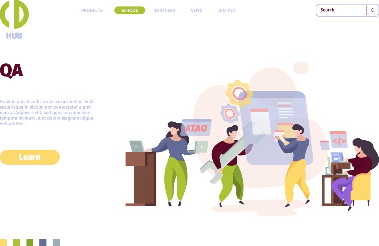 QA Testing Software Landing Page vektorbild