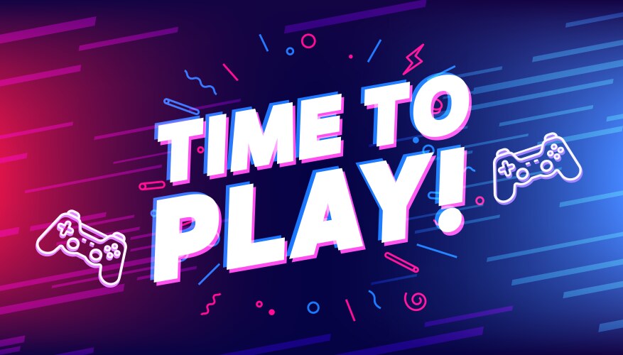 time to play text with game controller vector image