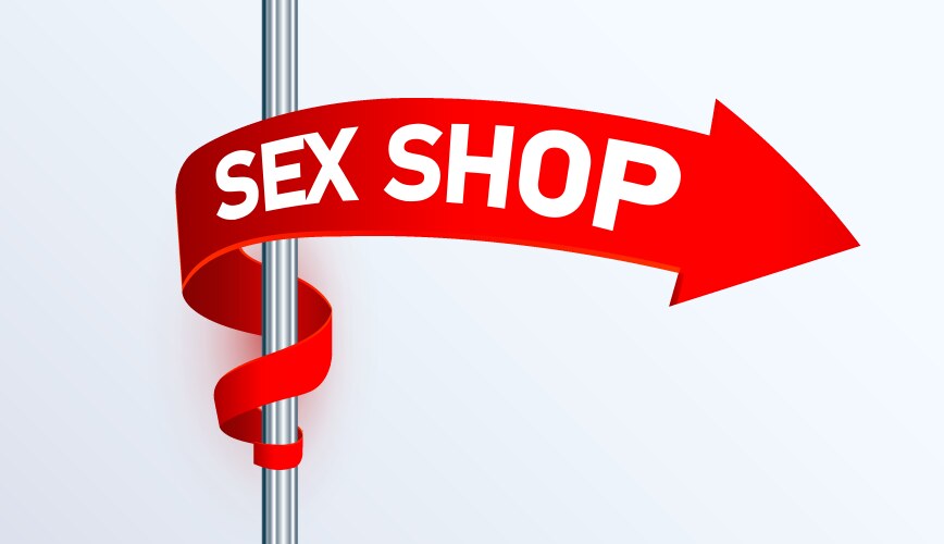 Red right arrow around a metal pole sex shop vector image