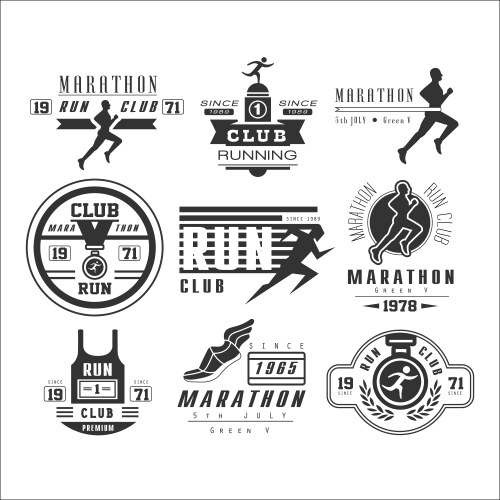 Running Club Labels & Elements Vector Image