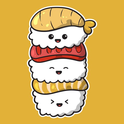Kawaii Sushi Roll Character Vector Image