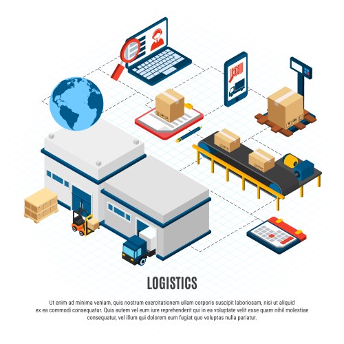 logistics isometric flowchart vector