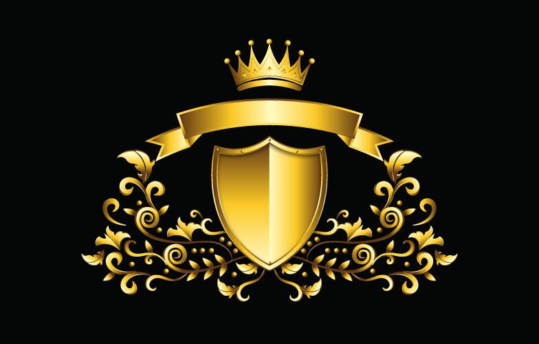 Royal Shield with Crown and Wings Vector Image