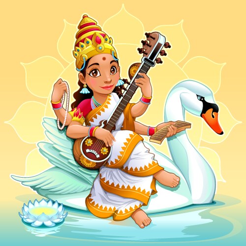 Saraswati Goddess Vector Image