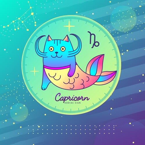 Capricorn Zodiac Cat - Magic Sign Vector Image