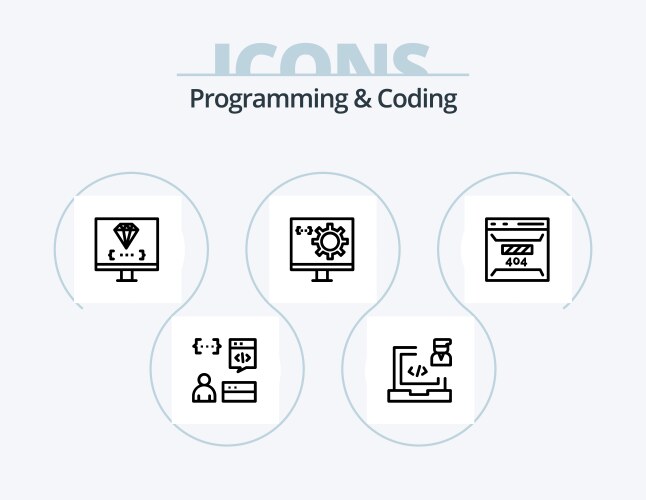 Programming and coding line icon pack 5 vector image