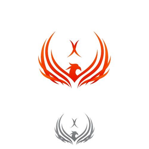 Mythological animal phoenix fire bird logo design Vector Image