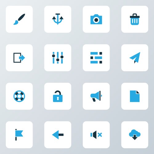 Interface icons colored set with exit file back vector image