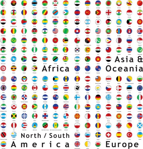Set country flags on a white background Royalty Free Vector