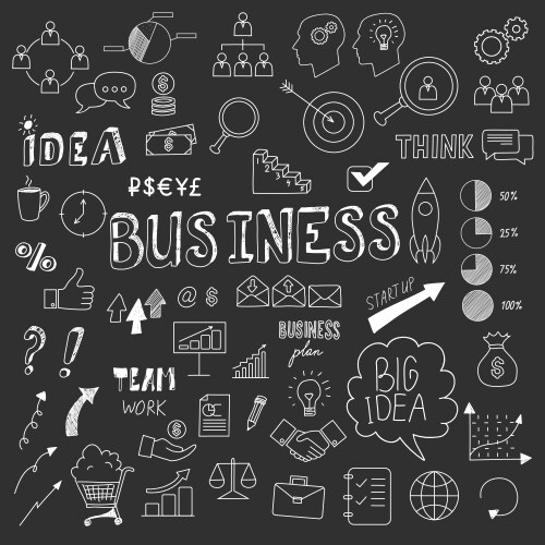Unique collection of hand drawn business doodles Vector Image