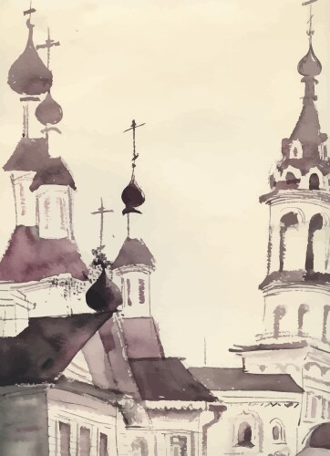 Watercolor Church Sketch Vector Image