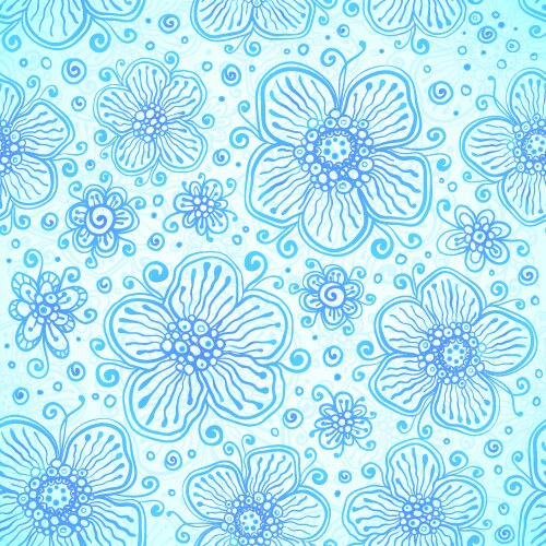 Blue lace seamless abstract floral pattern Vector Image
