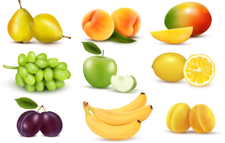 Fruits and vegetables set Royalty Free Vector Image