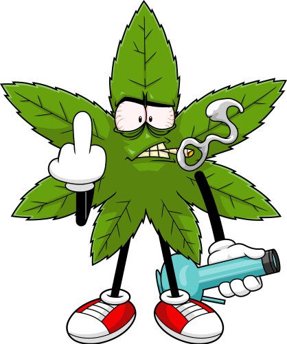 Angry marijuana leaf cartoon character Vector Image