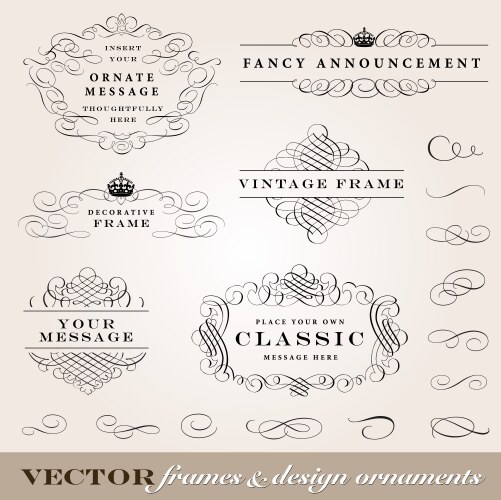 Calligraphic elements vintage ornament set Vector Image