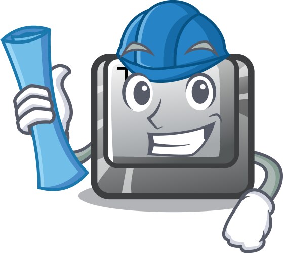 Architect t button installed on character computer vector image