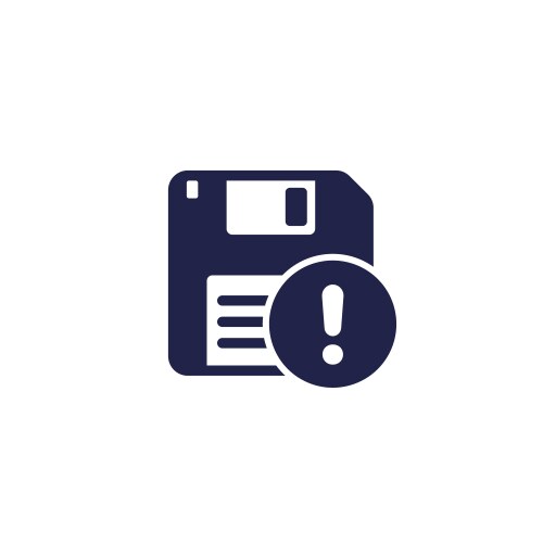 Backup error warning icon with a floppy disk vektorbild
