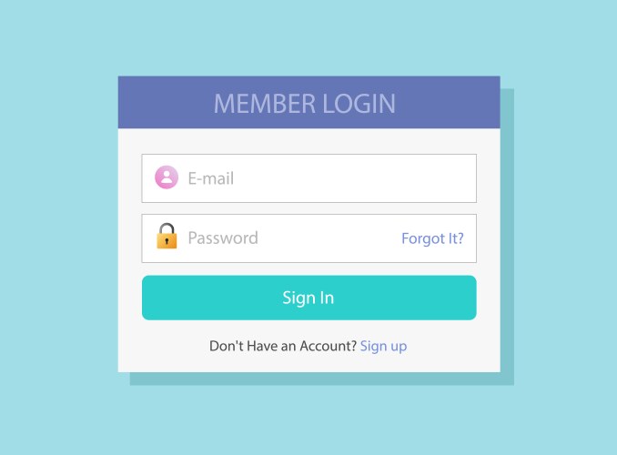 Login or sign in screen form box ui web template vector image