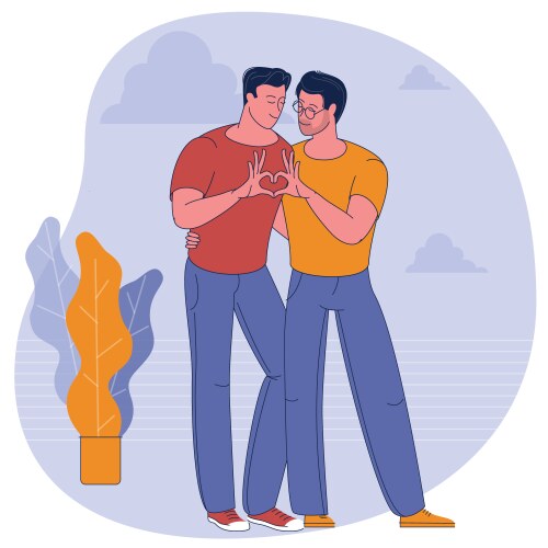 Young homosexuals gay couple vector image