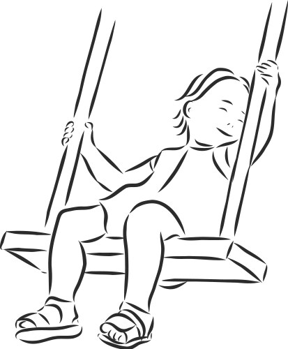 Kid on a swing sketch sign Vector Image