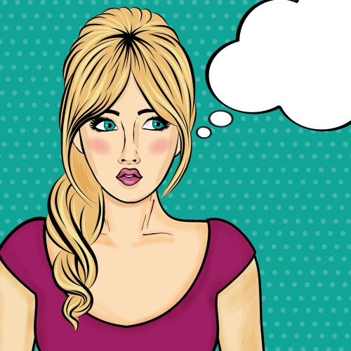 Pop art woman comic with speech bubble vector image