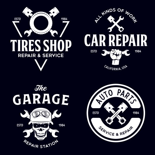 Vintage Car Repair Service Icons Vector Image