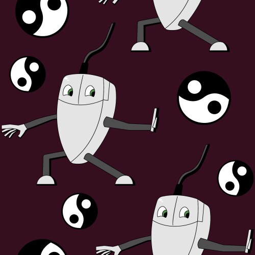 Kung fu computer mouse seamless pattern vector image