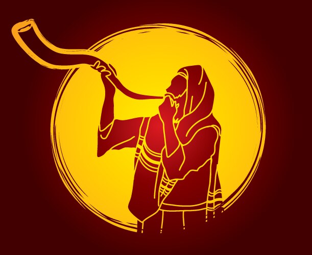 Shofar Blowing - Kudu Horn Vector Image