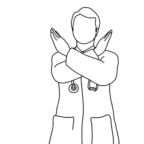 Doctor stop sign using hand cross vector image