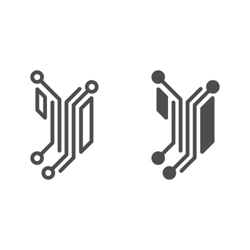 Fragment of analog circuit layout line and solid vector image