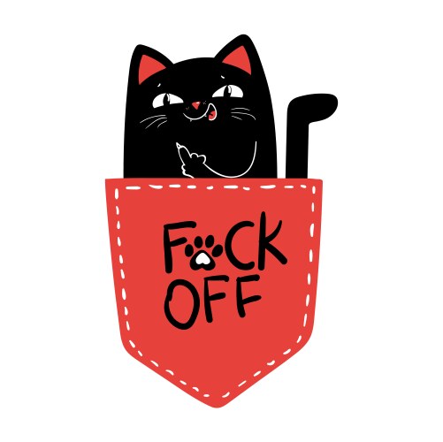 Middle Finger Black Cat - Bold Expression Vector Image