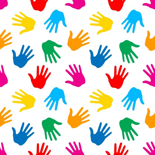 seamless pattern print of hands vector image