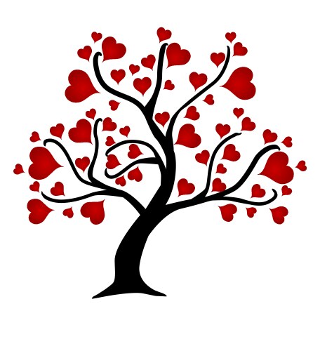 Tree branch with love hearts Royalty Free Vector Image