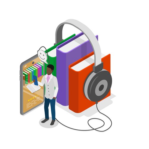 3D Isometric Virtual Library Vector Image