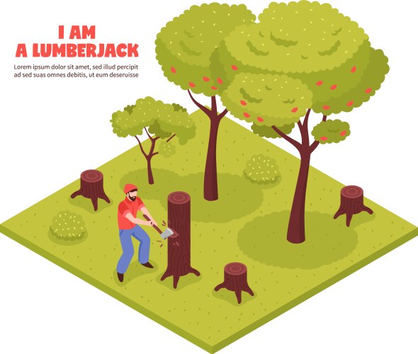 Deforestation lumberjack icon set Royalty Free Vector Image